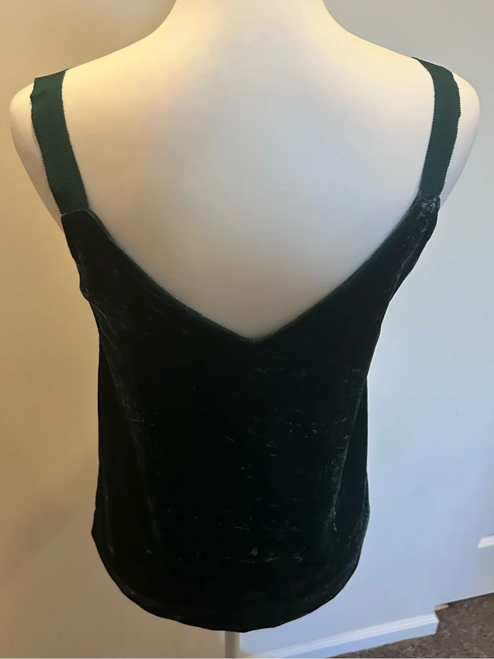 J. Crew Dark Green Velvet V-Neck Camisole
